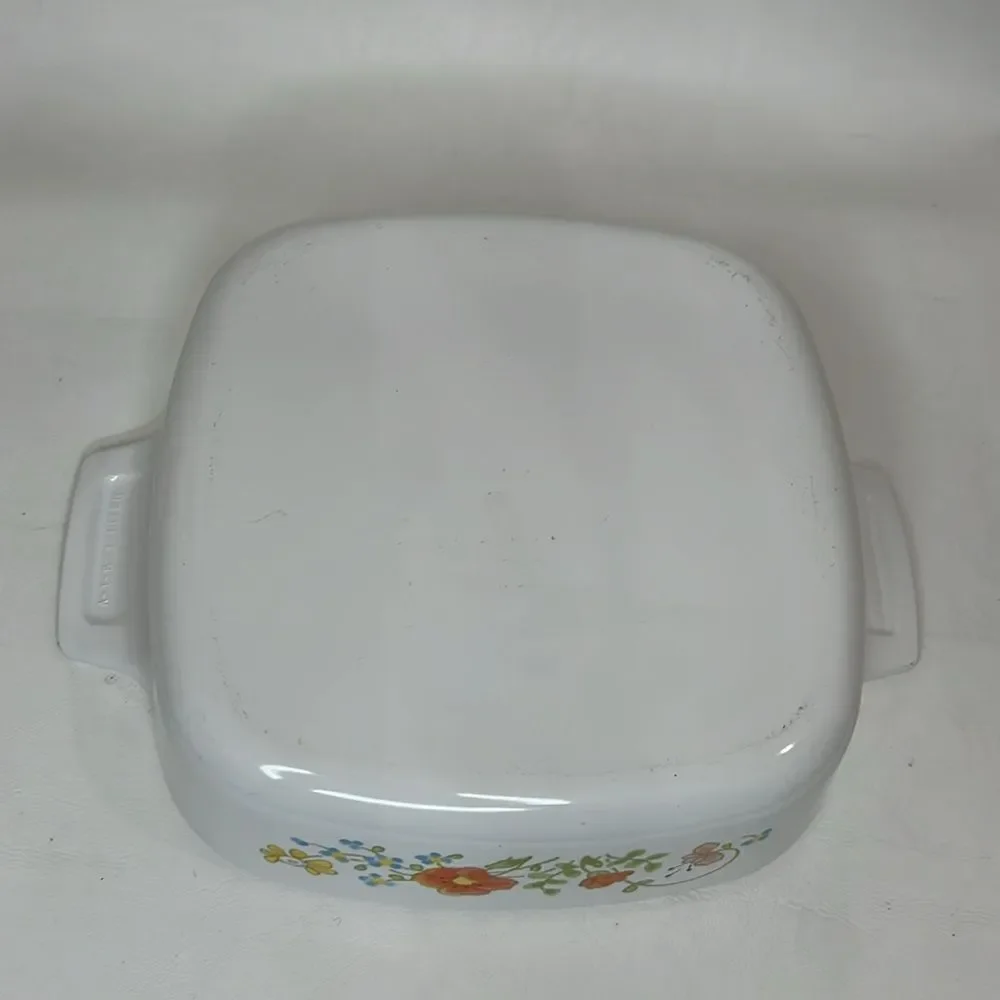 Corning Ware Pan 1 Liter Baking Serve Dish Pan  Ovenware With Lid Floral Handle
